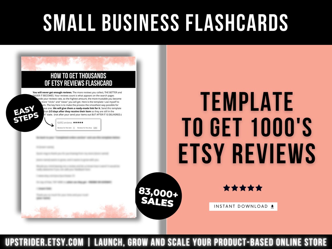 How to Get Thousands of Etsy Reviews Small Business Flashcard Etsy