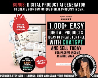 1000 Digital Products Ideas To Create And Sell Today For Passive Income, Etsy Digital Downloads Small Business Ideas and Bestsellers to Sell