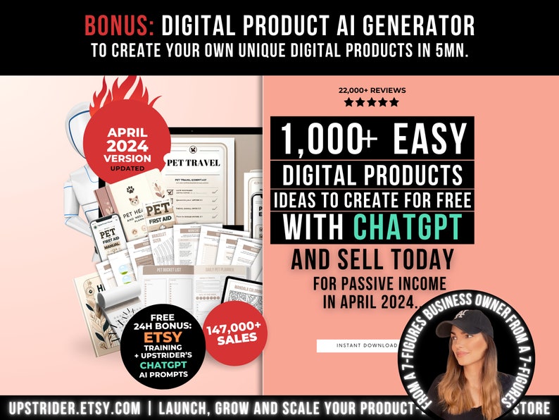 1000 Digital Products Ideas To Create And Sell Today For Passive Income, Etsy Digital Downloads Small Business Ideas and Bestsellers to Sell image 1