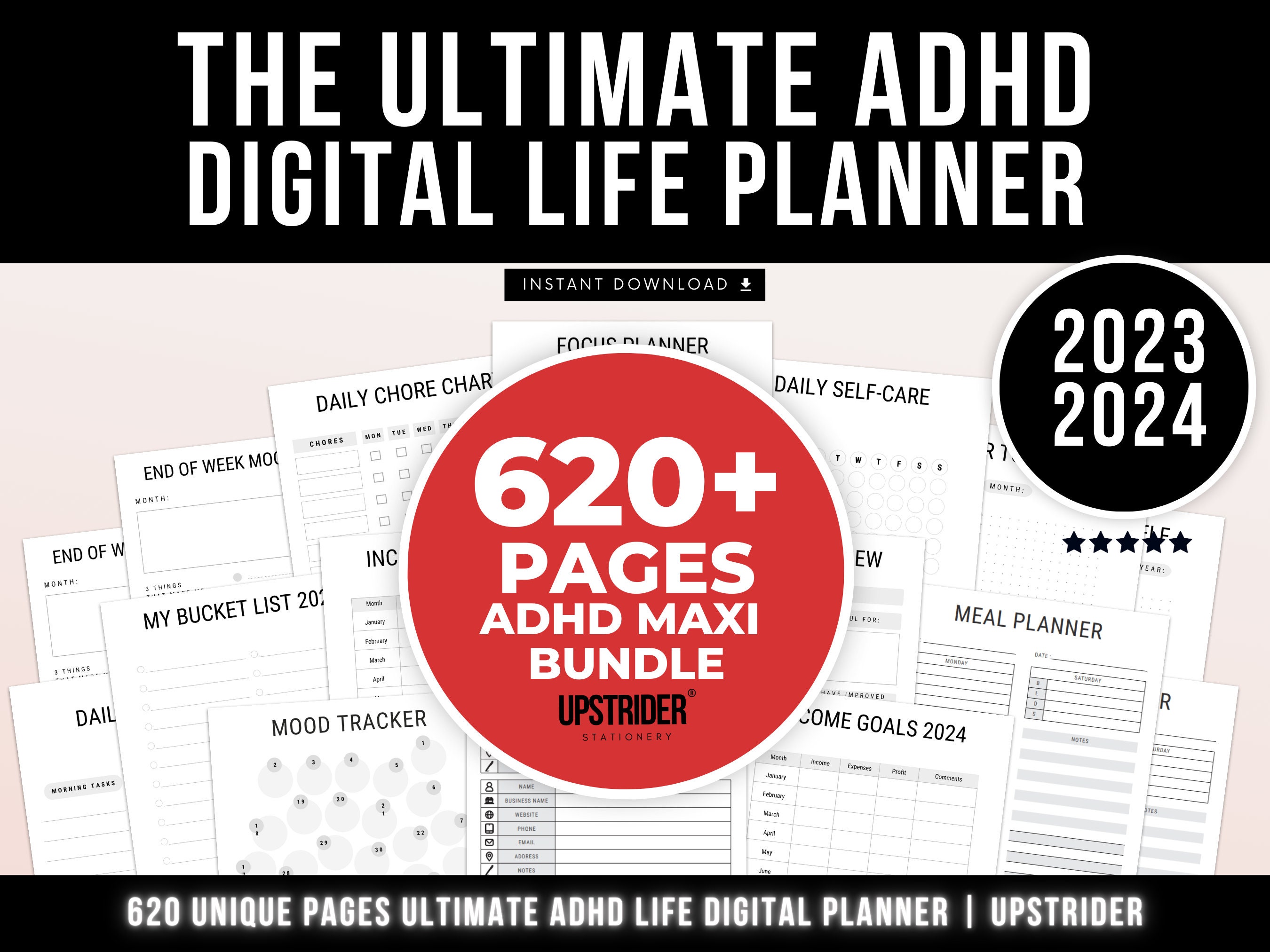 ADHD Digital Planner Adult ADHD Printable Daily Planner - Etsy UK