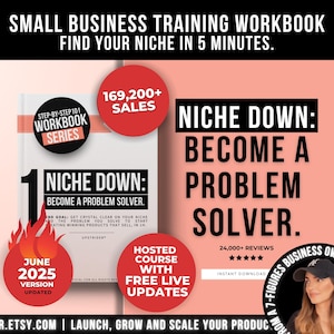 How to Niche Down And Solve Problems Workbook, Find Your Profitable Niche in 1h, Marketing Etsy And Shopify Seller Guide, Business Workbook