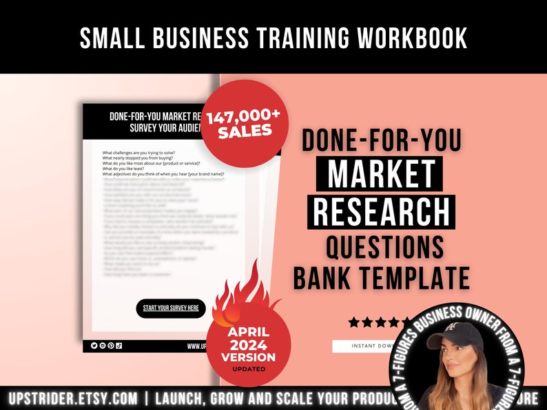 Done-For-You Market Research Questions Bank Template, Market Research Survey Workbook Tool for Product-Based Small Business image 1