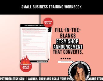 How To Write an Etsy Shop Announcement That Convert, Fill-in-the-blanks Etsy Shop Announcement Template, Selling on Etsy, Etsy Seller Help
