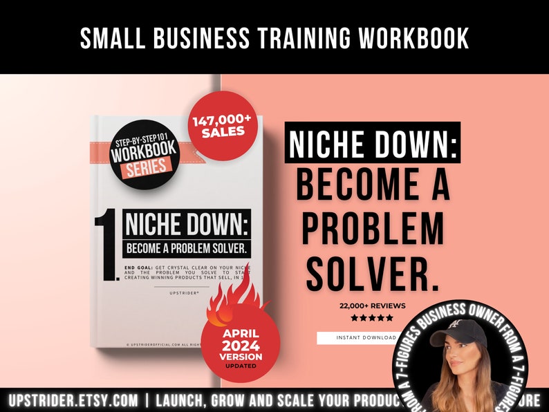 How to Niche Down And Solve Problems Workbook, Find Your Profitable Niche in 1h, Marketing Etsy And Shopify Seller Guide, Business Workbook image 1