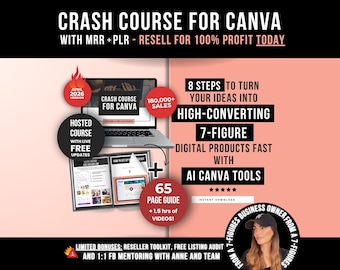 Crash Course for Canva with Master Resell and Private Label Rights, Done-for-You Canva Course to Resell for 100% Profit, MRR & PLR Guide