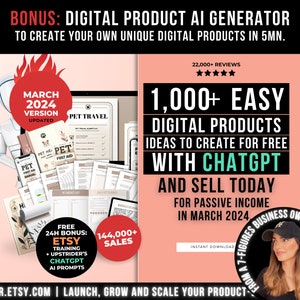 1000 Digital Products Ideas To Create And Sell Today For Passive Income, Etsy Digital Downloads Small Business Ideas and Bestsellers to Sell