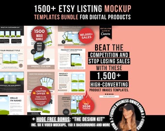 1500 Etsy Listing Mockup Templates Bundle für digitale Produkte, bearbeitbare Canva Mockups für Etsy Listing, Etsy Templates für Produktbilder