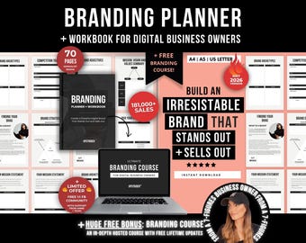 Branding Planner And Workbook For Digital Business Owners Printable & Digital, Small Business Brand Planner, Digital Business Brand Planning