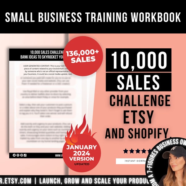 Vender en Etsy y Shopify Guía del sitio web, Cómo vender en Etsy, Planificador de tiendas de Etsy para disparar tus ventas, Desafío de ventas para pequeñas empresas