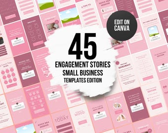 Pack of 45 Pink Pastel Instagram Engagement Stories Templates for Product-Based Small Business, Story IG Templates Small Biz Owners Resource