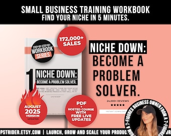 How to Niche Down And Solve Problems Workbook, Find Your Profitable Niche in 1h, Marketing Etsy And Shopify Seller Guide, Business Workbook