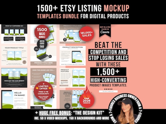 1500 Etsy Listing Mockup Templates Bundle for Digital Products, Editable Canva Mockups for Etsy Listing, Etsy Product Image Mockup Templates