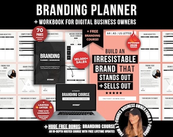 Branding Planner And Workbook For Digital Business Owners Printable & Digital, Small Business Brand Planner, Digital Business Brand Planning