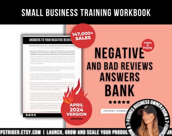 The Ultimate Negative Reviews Responses Examples Template, Etsy and Business Answers Prompts Bank For Bad 1-star Reviews, Feedback Answers