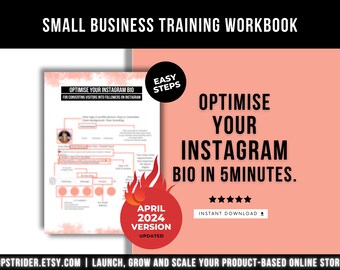 Instagram Account Optimisation Small Business FlashCard, How To Optimise Instagram Bio, Instagram Social Media Help Small Business Marketing