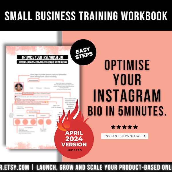 Instagram Account Optimisation Small Business FlashCard, How To Optimise Instagram Bio, Instagram Social Media Help Small Business Marketing