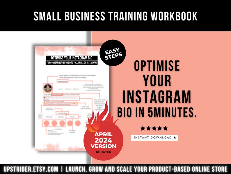 Instagram Account Optimisation Small Business FlashCard, How To Optimise Instagram Bio, Instagram Social Media Help Small Business Marketing image 1