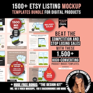 1500 Etsy Listing Mockup Templates Bundle für digitale Produkte, bearbeitbare Canva Mockups für Etsy Listing, Etsy Templates für Produktbilder