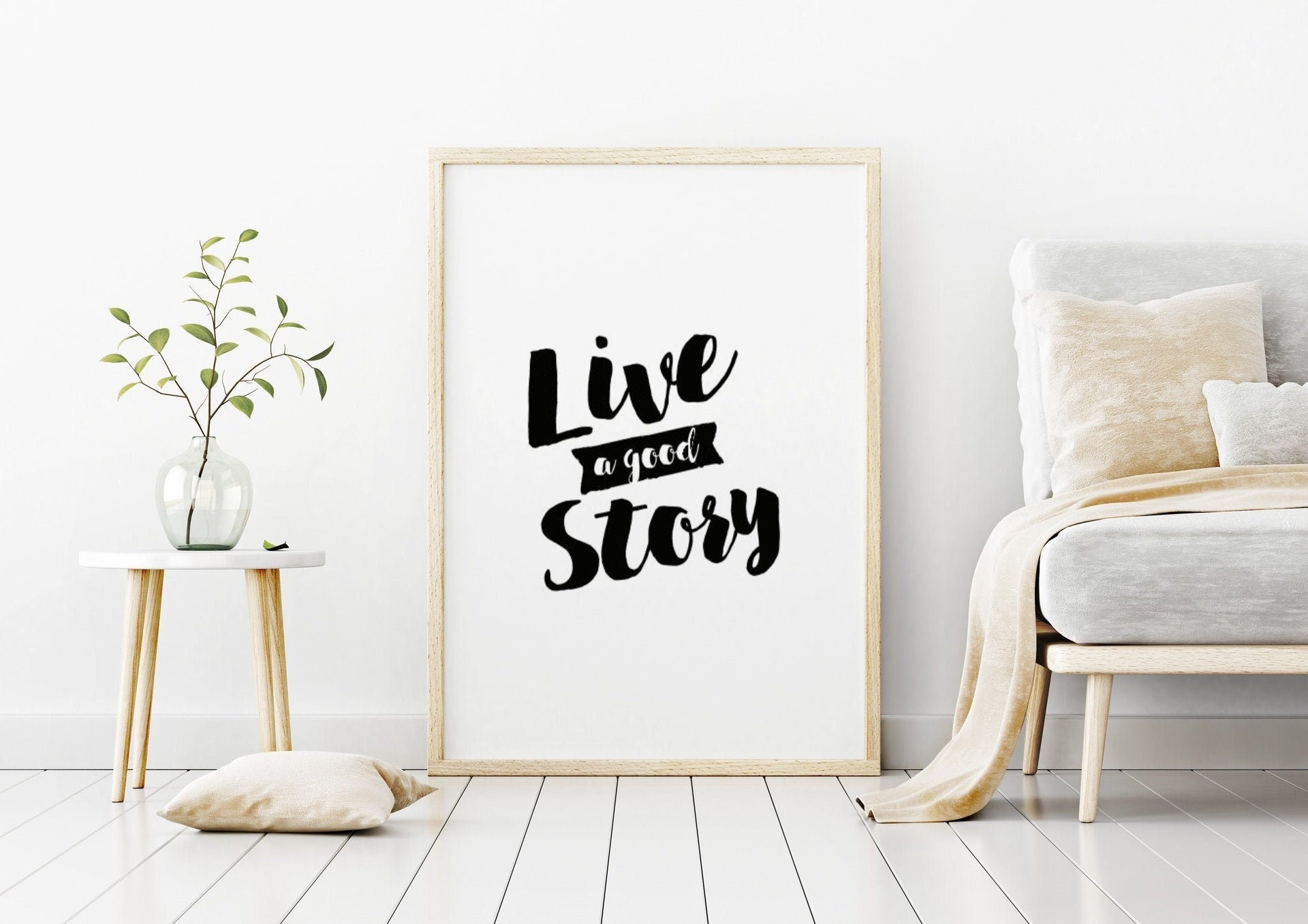 Live A Good Story Quote Poster Print Poster Wallart Gift Etsy