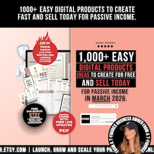 1000 ideeën voor digitale producten om vandaag te creëren en te verkopen voor passief inkomen, digitale Etsy downloads ideeën voor kleine bedrijven en bestsellers om te verkopen