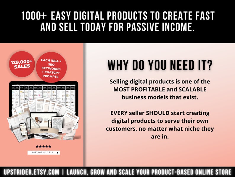 1000 Digital Products Ideas To Create And Sell Today For Passive Income, Etsy Digital Downloads Small Business Ideas and Bestsellers to Sell image 6