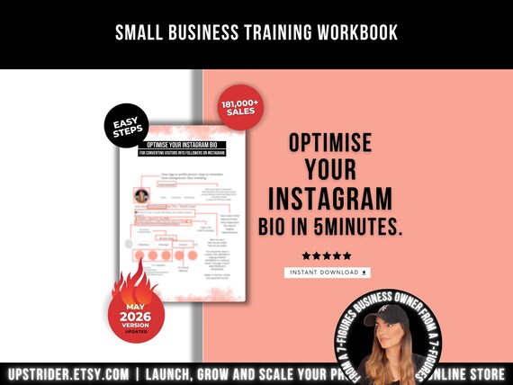 Instagram Account Optimisation Small Business FlashCard, How To Optimise Instagram Bio, Instagram Social Media Help Small Business Marketing