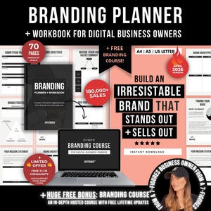 Branding Planner And Workbook For Digital Business Owners Printable & Digital, Small Business Brand Planner, Digital Business Brand Planning