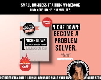 Cahier d'exercices Comment réduire son créneau et résoudre ses problèmes, trouver votre créneau rentable en 1 h, guide du vendeur marketing Etsy et Shopify, cahier d'exercices