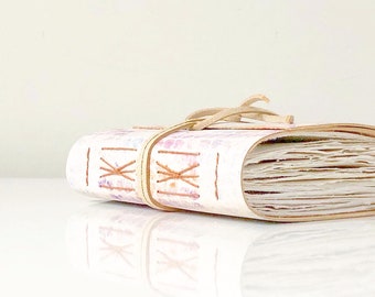 Perfectly imperfect A7+ sketchbook, small size - watercolour book cotton rag paper - eco-friendly cork leather
