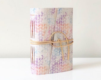 Perfectly imperfect A6 sketchbook, small size - cotton rag paper - eco-friendly cork leather