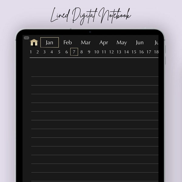 Digital Notebook Lined, Hyperlinked, Daily, Weekly, Monthly, Digital Journal, Dark Mode, Academic, Student, Goodnotes, Notability, Noteshelf