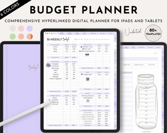 Digital Budget Planner, Digital Finance Planner, Paycheck Budget, Bi-weekly Budget, Monthly Budget, Digital Planner, iPad, Tablet, Lilac