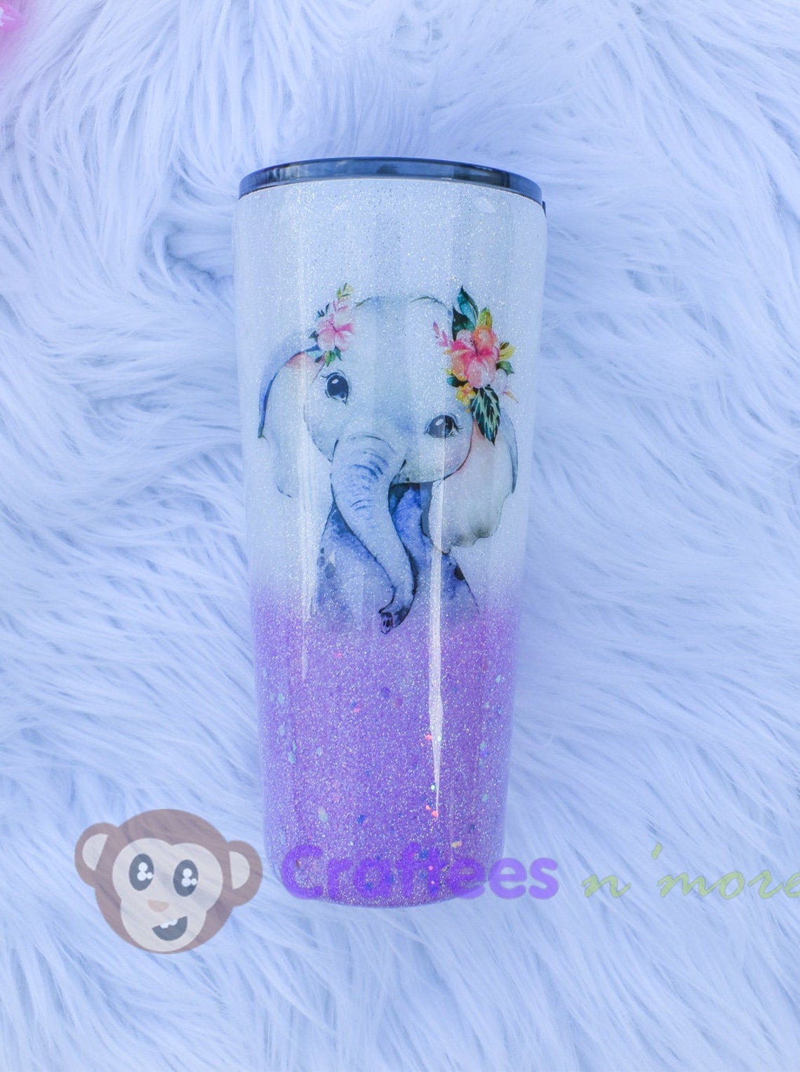 Elephant Glitter Tumbler Elephant Gift Elephant Tumbler Etsy