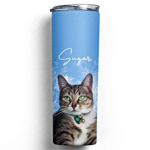 Custom Cat Pet Portrait Tumbler, Cat Tumbler, Cat Mom tumbler, Cat Dad tumbler