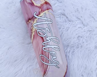 Marble Tumbler / Personalized Tumbler / Sublimation Tumbler/ Custom Tumbler with straw