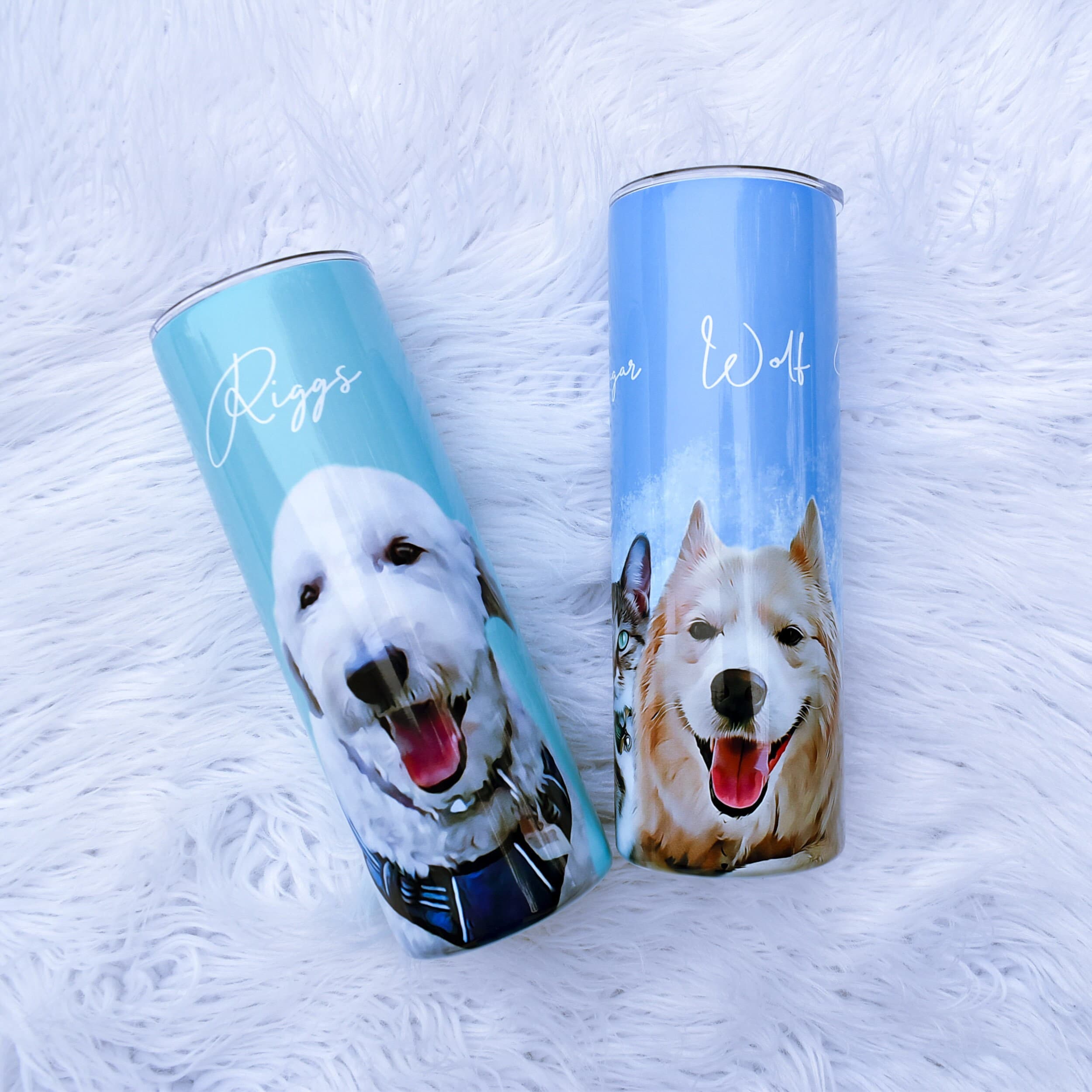 Custom Dog Pet Portrait Tumbler  / Custom Dog Tumbler / Dog Mom tumbler /  Dog Dad Tumbler