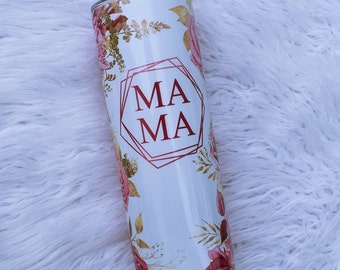 Mama Floral - Bicchiere sottile da 20 once, regalo per la festa della mamma