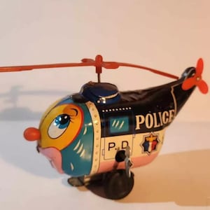 Vintage RUSS Yesterday's Favorites Windup Police Helicopter