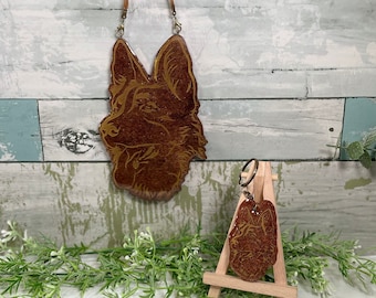 Resin German Shepherd Wall Art & Keychain Set: Handmade Dog Lover Gift
