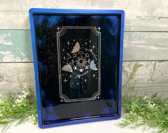 Crystal Resin Tray, Crystal Display Tray, Bathroom Tray, Tarot Card Trinket Tray, Crystal Holder, Jewelry Dish Witchy Gift Whimsigothic