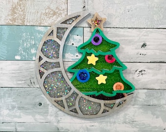 Wood & Resin Moon Wall Art, Moon Gift, Moon Artwork, Resin Wall Hanging, Crescent Moon, Moon Phases Home Decor, Witchy Gift, Witchy Decor
