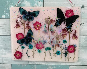 Botanical Wall Art, Botantical Gift,  Butterfly Artwork, Resin Wall Hanging, Resin Wall Decor, Resin Artwork, Home Decor, Butterfly Gift,