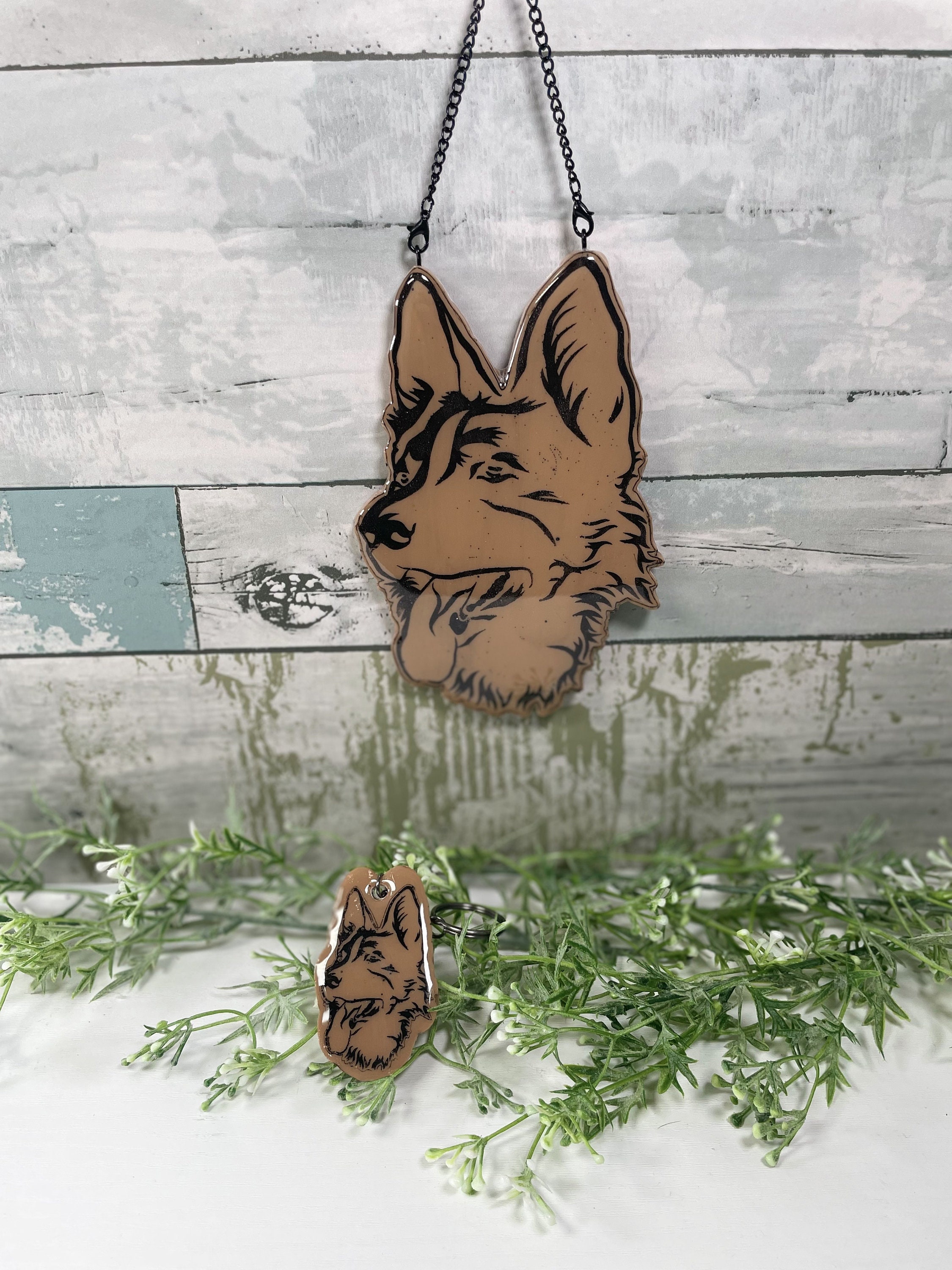 Set German Shepherd Wall Art & Keychain German Shepherd Gift Etsy