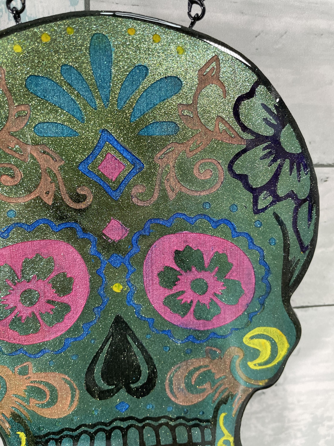 Sugar Skull Wall Hanging Wall Decor 8.25in Colorido arte de Etsy