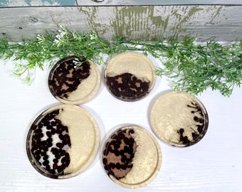 Coffee Coaster Set & Tray, Coffee Lover Gift, Coffee Gift, Coffee Artwork, Coffee Bar, Resin Coaster, Home Decor, Kitchen Decor, Coffee Bean