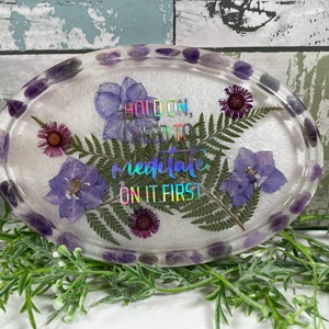 Crystal Resin Tray, Crystal Display Tray, Resin Tray, Meditate Amethyst Stone Trinket Tray, Crystal Holder, Jewelry Dish Witchy Gift For Her