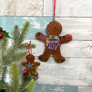 1 Set Gingerbread Christmas Ornament & Wall Hanging, Christmas Ornament, Gingerbread Man, Resin Ornament, Christmas Decor, Keepsake Ornament