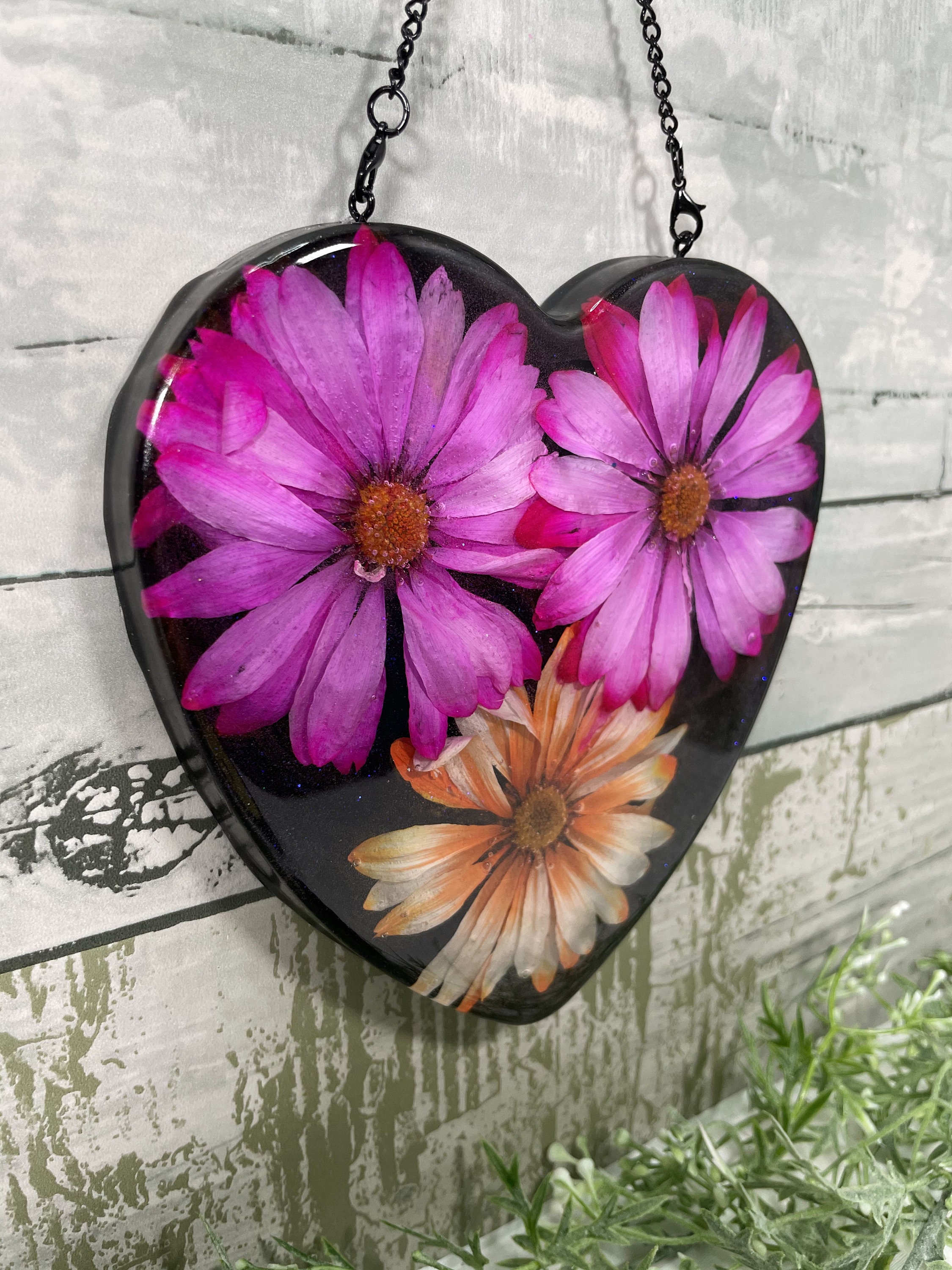 Floral Heart Wall Hanging Home Decor resin art resin Etsy