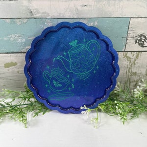 Bat Tea Set Tray, Crystal Display, Resin Tray, Tea Love Gift, Crystal Holder, Jewelry Dish, Witchy Gift, Whimsigothic, Halloween Decor