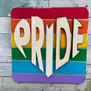 Wood & Resin Pride Flag Wall Hanging, Pride Flag, Progress Pride Flag, LGBT Pride Flag, Gay Pride Flag, Inclusive Pride Flag, LGBT Gay Pride